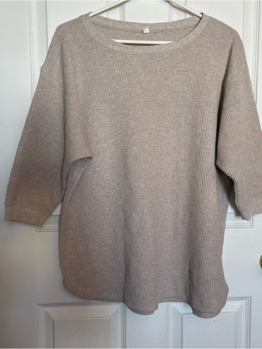 Uniqlo Women's Scoop-Neck Waffle Knit Sweater - Taupe Beige